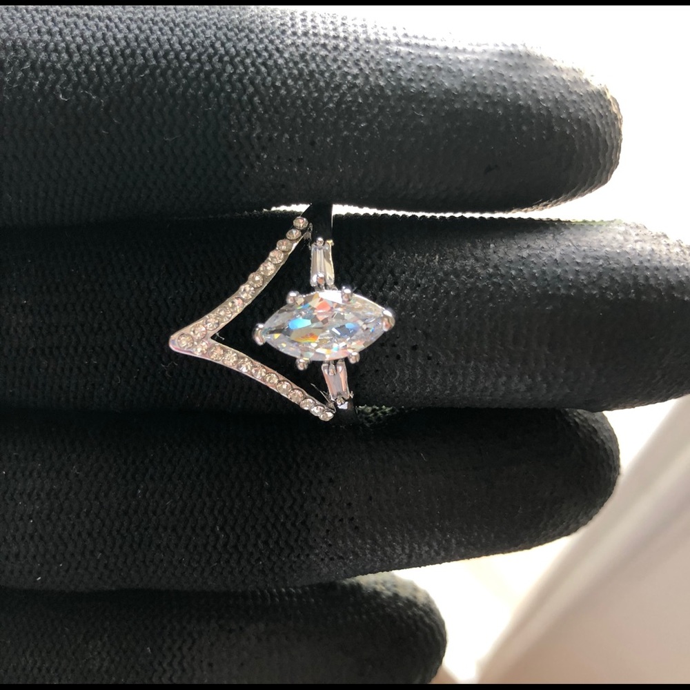 Ring Zircon Silver for Women Alloy Jewelry